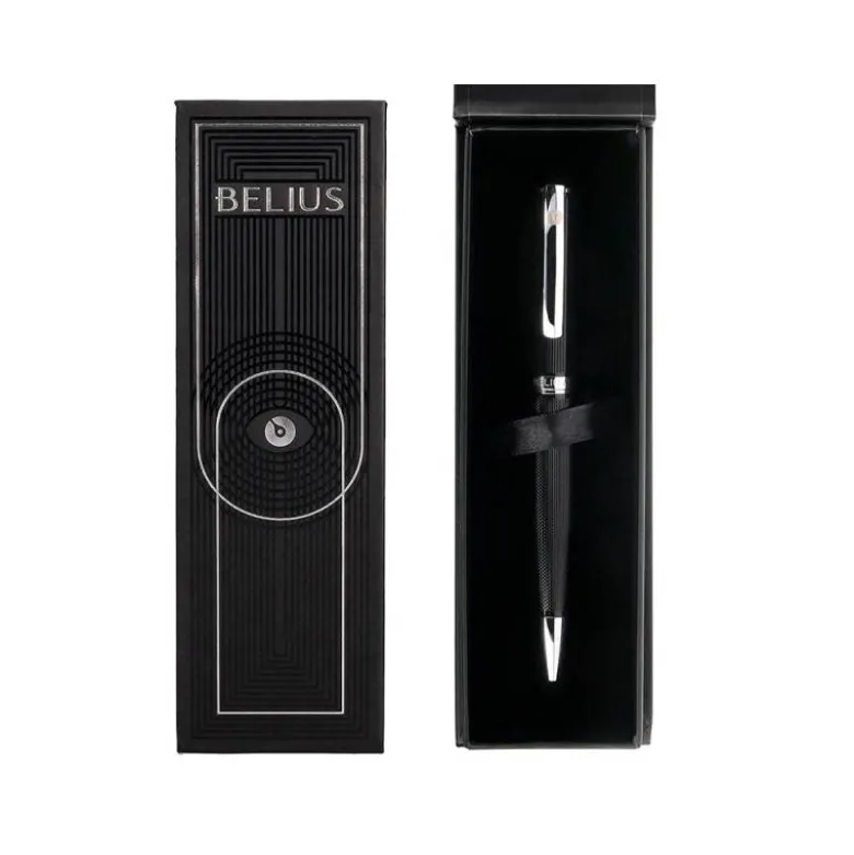 ROLLER BELIUS TURBO ALUMINIO TEXTURA PUNTEADA COLOR NEGRO Y PLATEADO TINTA AZUL CAJA DE DISEÑO