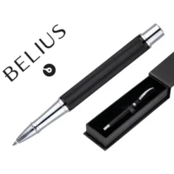 ROLLER BELIUS TURBO ALUMINIO TEXTURA PUNTEADA COLOR NEGRO Y PLATEADO TINTA AZUL CAJA DE DISEÑO