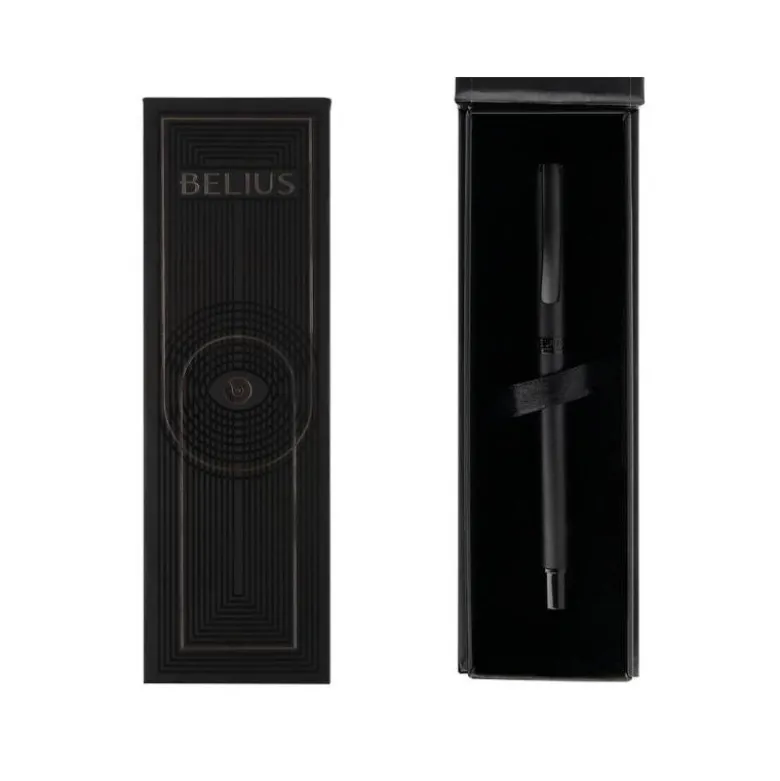 ROLLER BELIUS TURBO ALUMINIO COLOR NEGRO TINTA AZUL CAJA DE DISEÑO