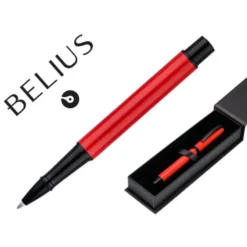 ROLLER BELIUS TURBO ALUMINIO COLOR ROJO Y NEGRO TINTA AZUL CAJA DE DISEÑO