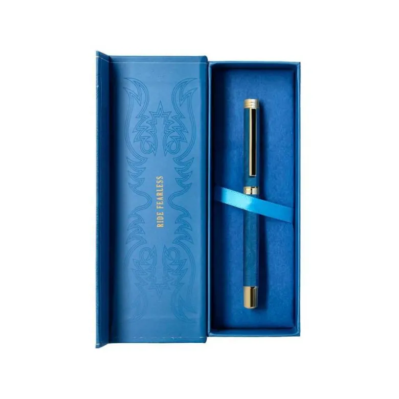 ROLLER BELIUS WILD WEST ALUMINIO COLOR AZUL MARINO DORADO TINTA COLOR NEGRO CAJA DE DISEÑO
