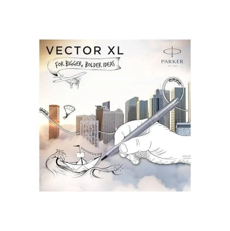ROLLER PARKER VECTOR XL SILVER BLUE PUNTA FINA