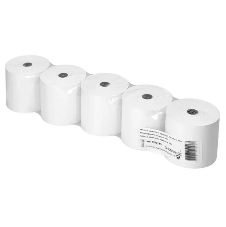 ROLLO SUMADORA TERMICO Q-CONNECT 80 MM ANCHO X 80 MM DIAMETRO SIN BISFENOL A PAPEL DE 70 G/M2