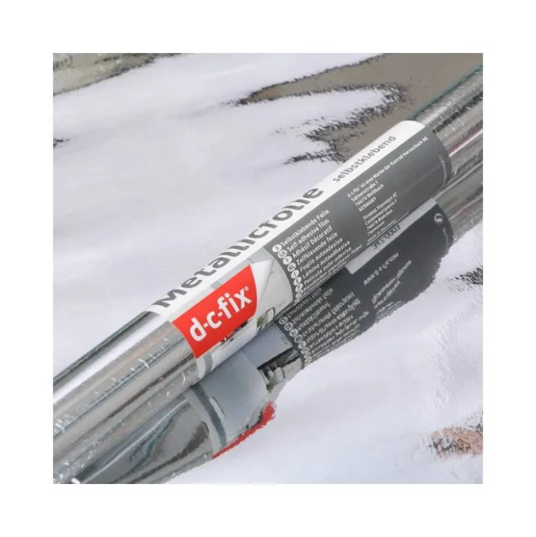 ROLLO ADHESIVO D-C-FIX PLATA BRILLO ANCHO 45 CM LARGO 15 MT