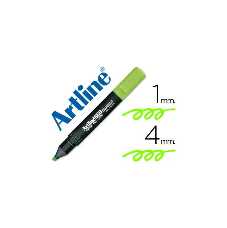 Rotulador Artline fluorescente EK-660 punta biselada verde