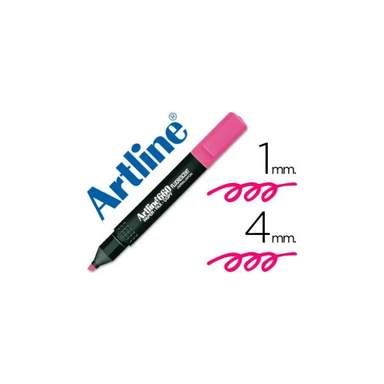 Rotulador Artline fluorescente EK-660 punta biselada rosa