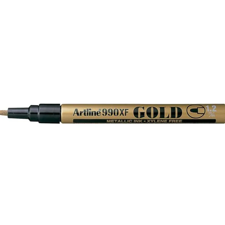 Rotulador Artline marcador permanente punta metalica EK-990 oro punta redonda 1.2 mm.
