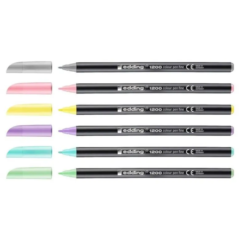 ROTULADOR EDDING PUNTA FIBRA 1200 PASTEL PUNTA REDONDA 1 MM ESTUCHE DE 6 UNIDADES COLORES SURTIDOS