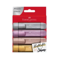 ROTULADOR FABER FLUORESCENTE TEXLINER 46 COLOR METALICO ESTUCHE 4 UNIDADES COLORES SURTIDOS