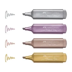 ROTULADOR FABER FLUORESCENTE TEXLINER 46 COLOR METALICO ESTUCHE 4 UNIDADES COLORES SURTIDOS