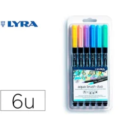 ROTULADOR LYRA AQUA BRUSH ACUARELABLE DOBLE PUNTA Y PINCEL TONOS PASTEL BLISTER DE 6 UNIDADES SURTIDAS
