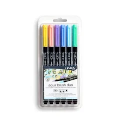 ROTULADOR LYRA AQUA BRUSH ACUARELABLE DOBLE PUNTA Y PINCEL TONOS PASTEL BLISTER DE 6 UNIDADES SURTIDAS