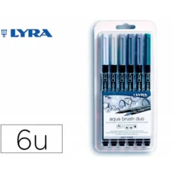 ROTULADOR LYRA AQUA BRUSH ACUARELABLE DOBLE PUNTA Y PINCEL TONOS GRISES BLISTER DE 6 UNIDADES SURTIDAS
