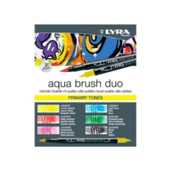 ROTULADOR LYRA AQUA BRUSH ACUARELABLE DOBLE PUNTA Y PINCEL TONOS PRIMARIOS BLISTER DE 6 UNIDADES