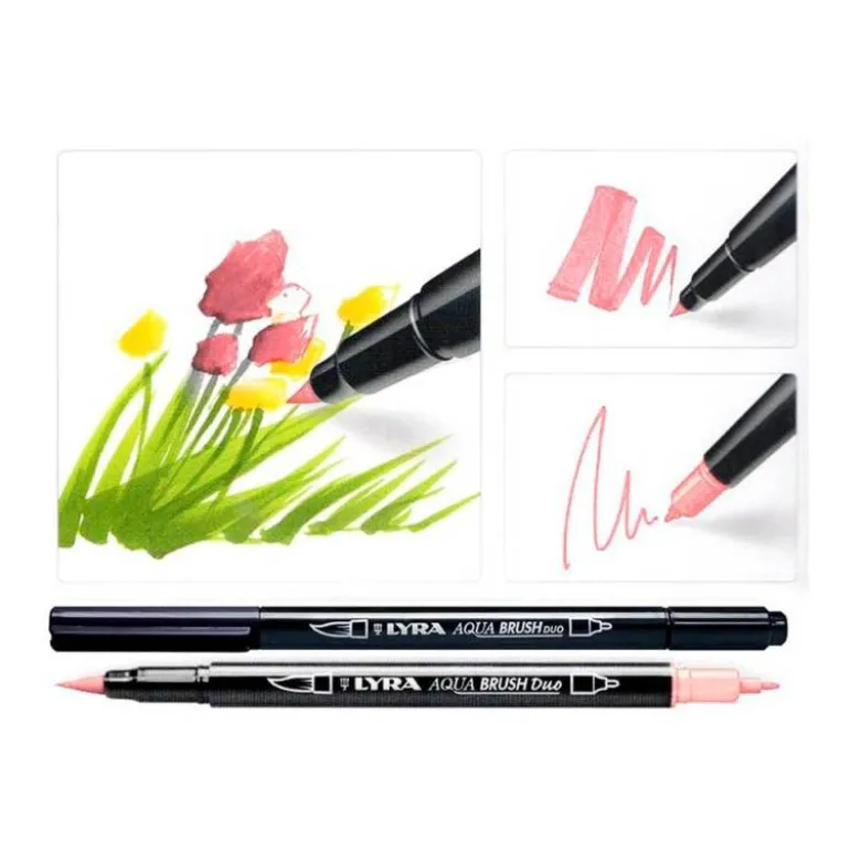 ROTULADOR LYRA AQUA BRUSH ACUARELABLE DOBLE PUNTA Y PINCEL TONOS PIEL BLISTER DE 6 UNIDADES SURTIDAS