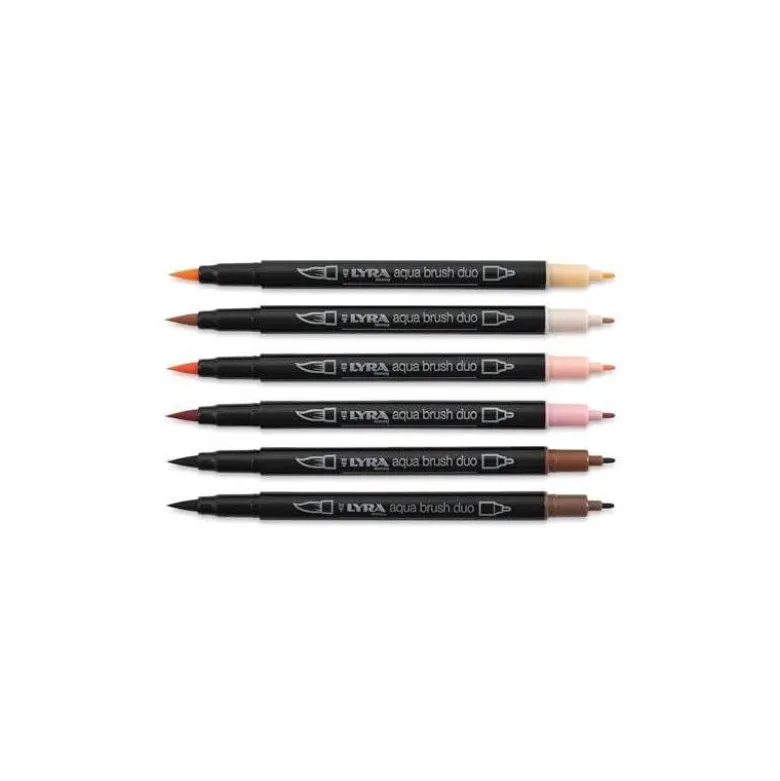 ROTULADOR LYRA AQUA BRUSH ACUARELABLE DOBLE PUNTA Y PINCEL TONOS PIEL BLISTER DE 6 UNIDADES SURTIDAS