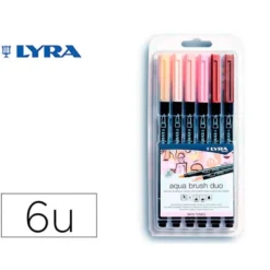ROTULADOR LYRA AQUA BRUSH ACUARELABLE DOBLE PUNTA Y PINCEL TONOS PIEL BLISTER DE 6 UNIDADES SURTIDAS