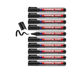 Rotulador permanente Edding 330 color negro punta biselada 1-5mm recargable