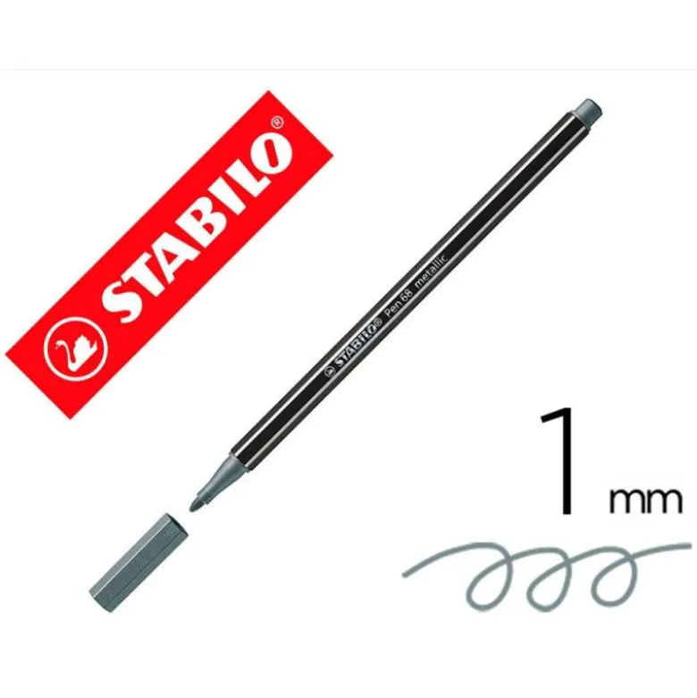 Rotulador Stabilo Acuarelable Pen 68 Color Plata Metalico