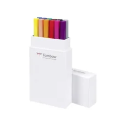 Rotulador Tombow Acuarelable Doble Punta Pincel Estuche de 12 Colores Primarios