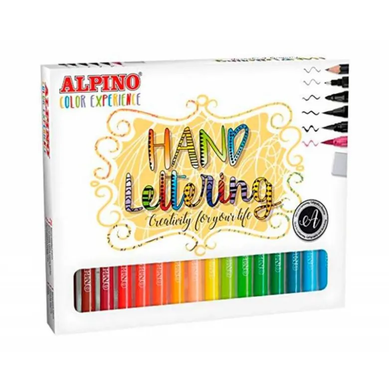 ROTULADOR ALPINO METALLIC LETTERING DOBLE PUNTA ESTUCHE DE 12 UNIDADES COLORES SURTIDOS