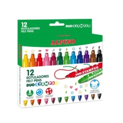 ROTULADOR ALPINO STAMPER DUO CAJA DE 12 UNIDADES COLORES SURTIDOS