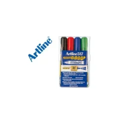 Rotulador Artline EK-517 punta redonda 2 mm bolsa de 4 rotuladores colores para pizarra blanca