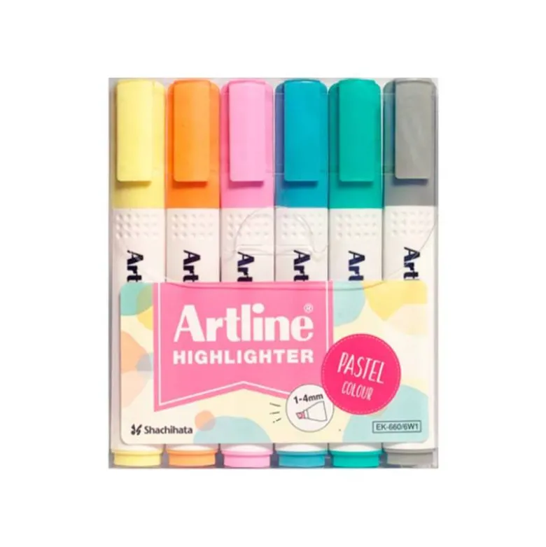 ROTULADOR ARTLINE FLUORESCENTE EK-660 COLORES PASTEL BOLSA DE 6 UNIDADES COLORES SURTIDOS