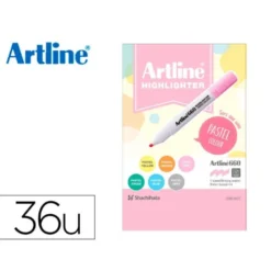 ROTULADOR ARTLINE FLUORESCENTE EK-660 COLORES PASTEL EXPOSITOR DE 36 UNIDADES COLORES SURTIDOS