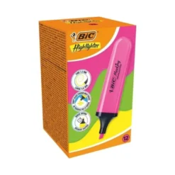 ROTULADOR BIC FLAT FLUORESCENTE ROSA NEON CAJA DE 12 UNIDADES