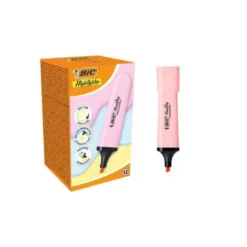 ROTULADOR BIC FLAT FLUORESCENTE ROSA PASTEL CAJA DE 12 UNIDADES