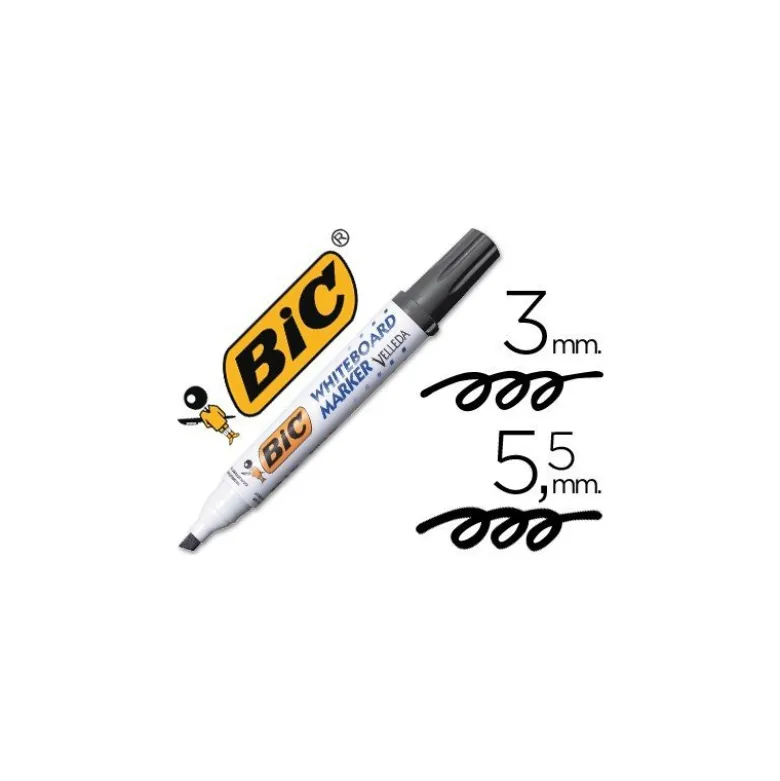 Rotulador Bic Velleda punta biselada 5,9 mm negro para pizarra blanca