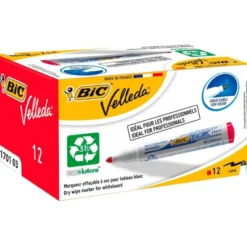 Rotulador Bic velleda punta redonda 1,3 mm rojo para pizarra blanca