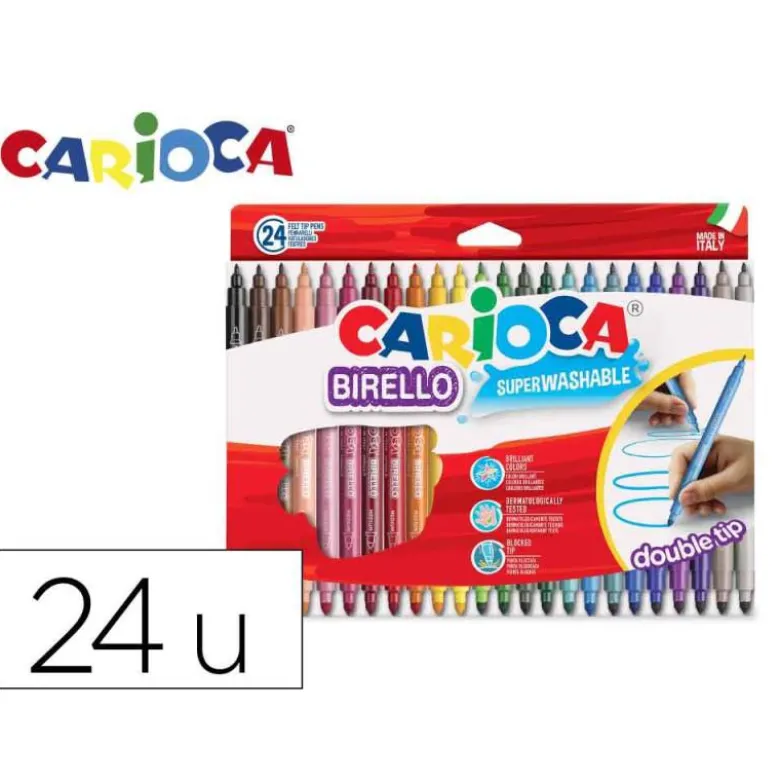 Rotulador Carioca Birello Duo grueso y fino caja 24 rotuladores