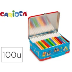 Rotulador Carioca caja metalica 100 rotuladores colores surtidos