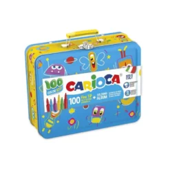 Rotulador Carioca caja metalica 100 rotuladores colores surtidos
