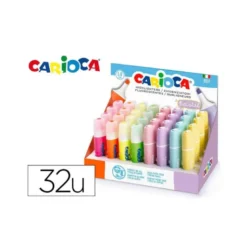 ROTULADOR CARIOCA FLUORESCENTE COLOR PASTEL EXPOSITOR DE 32 UNIDADES COLORES SURTIDOS