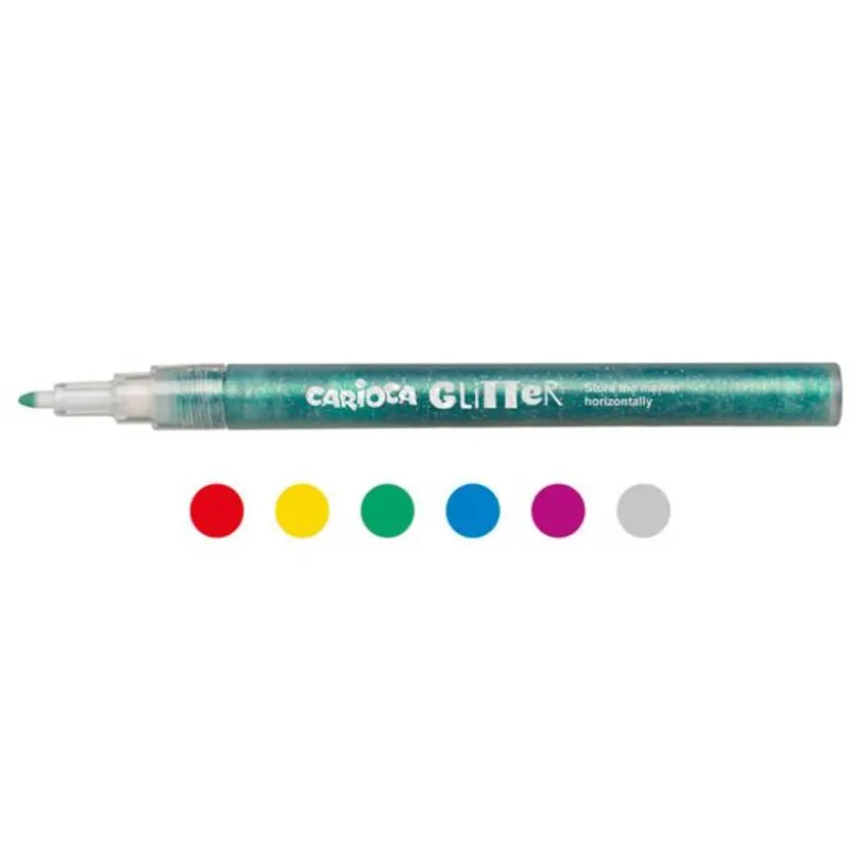 ROTULADOR CARIOCA GLITTER PURPURINA PUNTA 1 MM CAJA DE 6 UNIDADES COLORES SURTIDOS