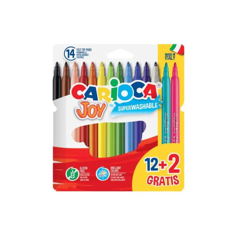 ROTULADOR CARIOCA JOY ESTUCHE DE 12 UNIDADES COLORES SURTIDOS + 2 GRATIS