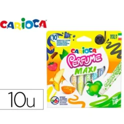 ROTULADOR CARIOCA PERFUMADO PUNTA MAXI LAVABLE CAJA DE 10 UNIDADES COLORES SURTIDOS