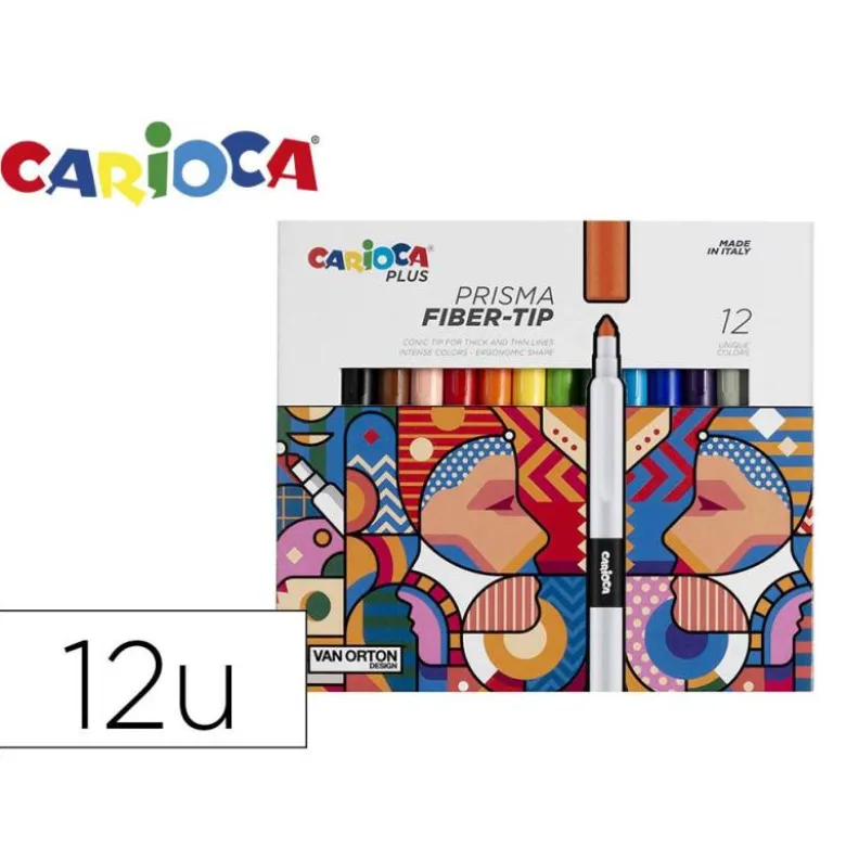 ROTULADOR CARIOCA PLUS PRISMA FIBER-TIP DE PUNTA DE FIBRA CAJA DE 12 UNIDADES COLORES SURTIDOS