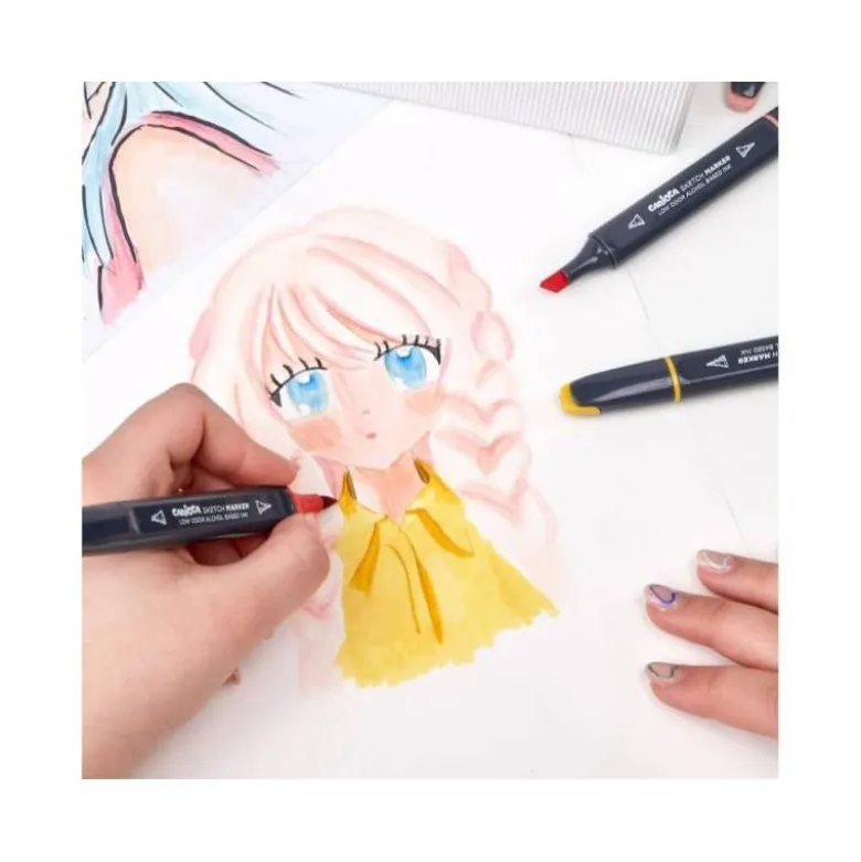 ROTULADOR CARIOCA PLUS SKETCH MARKER DOBLE PUNTA PINCEL Y BISELADA CAJA PREMIUM 32 UNIDADES COLORES SURTIDOS