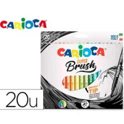 ROTULADOR CARIOCA PUNTA DE PINCEL LAVABLE CAJA DE 20 UNIDADES COLORES SURTIDOS