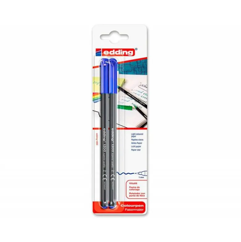 ROTULADOR EDDING PUNTA FIBRA 1200 AZUL N.3 PUNTA REDONDA 0.5 MM BLISTER DE 2 UNIDADES