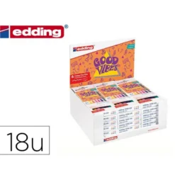ROTULADOR EDDING PUNTA FIBRA 1200 GOOD VIBES EXPOSITOR CON 18 CAJAS DE 6 COLORES SURTIDOS