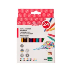 Rotuladores Liderpapel fino lavable caja de 24 colores