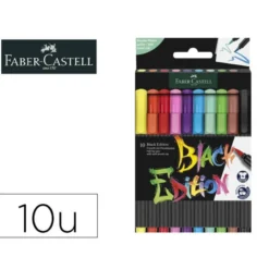ROTULADOR FABER CASTELL EDICION BLACK PUNTA DE PINCEL CAJA DE 10 UNIDADES COLORES SURTIDOS