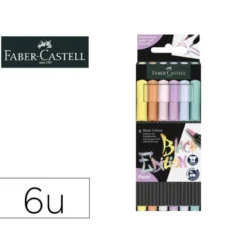 ROTULADOR FABER CASTELL EDICION BLACK PUNTA DE PINCEL PASTEL CAJA DE 6 UNIDADES COLORES SURTIDOS