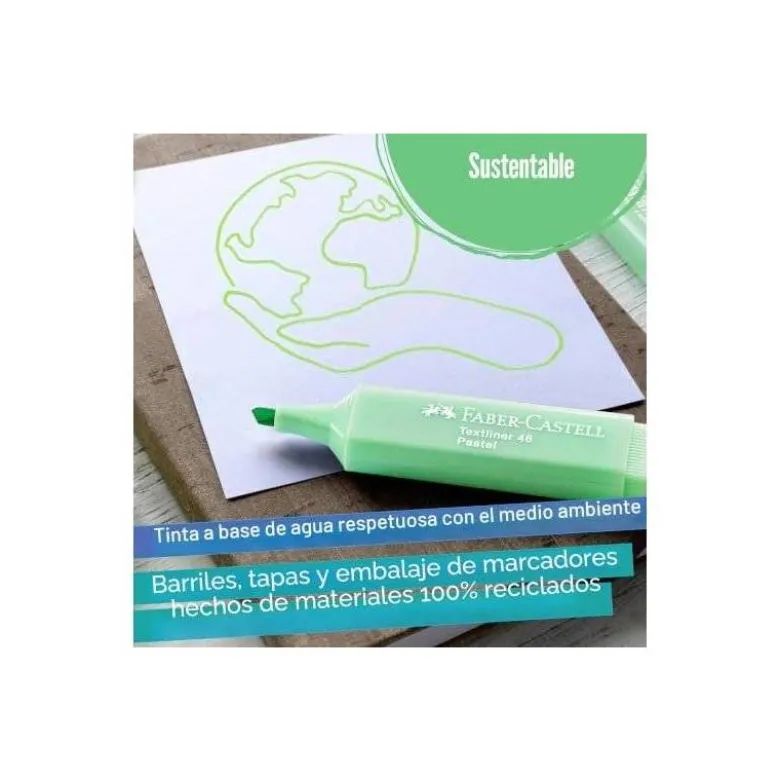 Rotulador Faber Castell fluorescente 1546 pastel textliner estuche 8 unidades colores surtidos
