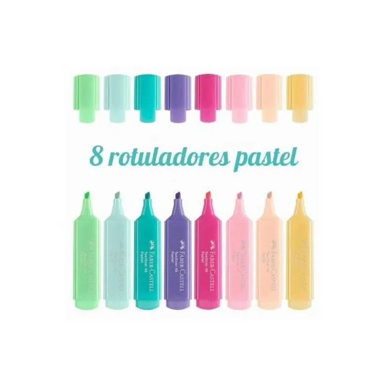 Rotulador Faber Castell fluorescente 1546 pastel textliner estuche 8 unidades colores surtidos